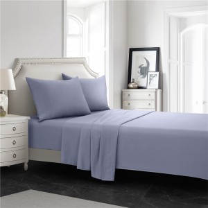 Blue Purple Home Textile Brushed Fitted Sheet Solid Color Pillowcase Polyester Bed Sheets