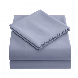 Blue Purple Home Textile Brushed Fitted Sheet Solid Color Pillowcase Polyester Bed Sheets