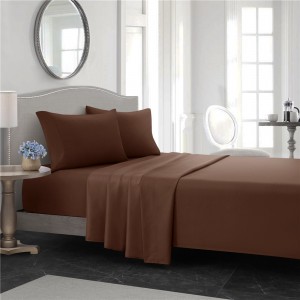 Solid Color Coffee Home Textile King Size Coverlets Printed Pillowcase Polyester Bed Sheets