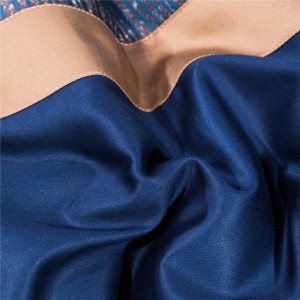 Dark Blue 100% Cotton Fitted High Quality Comforter Set Jacquard Pillow Sham Luxury Duvet Cover