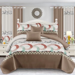 Disperse Printing Quilt Set Pillow Slip Polyester Pillowcases Coffee Color Duvet Cover Set