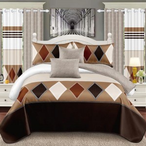 Disperse Printing Quilt Set Pillow Slip Polyester Pillowcases Coffee Color Duvet Cover Set