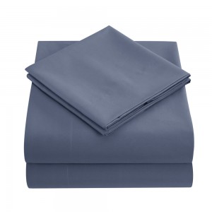 Solid Color Gray Blue Brushed Microfiber Coverlets Plain Printed Pillowcase Polyester Bed Sheets