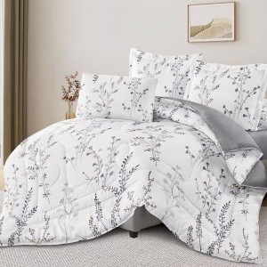 High-Quality Polyester Coverlets Quilted Bedspread Pillowcases Grey Comforter Set