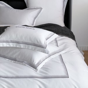 Braid Fitted Sheets White Pillow Cover Sateen Comforter Set Hotel Premium Bedding Set