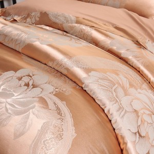 Pink Polyester Bed Sheet Jacquard Pillow Cases High Grade Duvet Cover Lace Bedding Set