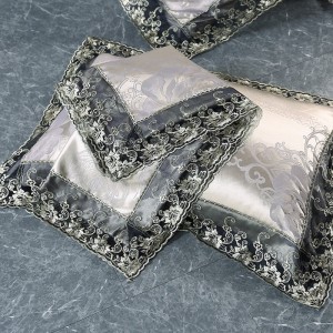 White Polyester Fitted Sheet Jacquard Pillow Cases Breathable Duvet Cover Supple Lace Bedding Set