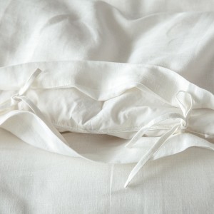 Flax Bed Linen White Pillow Sham Solid Color Comforter Quilt Duvet Skin-friendly Linen Bedding Set