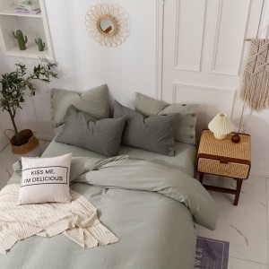 Green Home Comforter Set Home Textile Bed Sheet Luxury Quality Pillow Cover Cotton And Linen Bedding