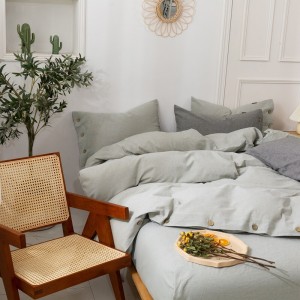 Green Home Comforter Set Home Textile Bed Sheet Luxury Quality Pillow Cover Cotton And Linen Bedding