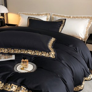 Long Staple Cotton Embroidered Pillow Sham Home Textile Flat Sheets Premium Bedding Set