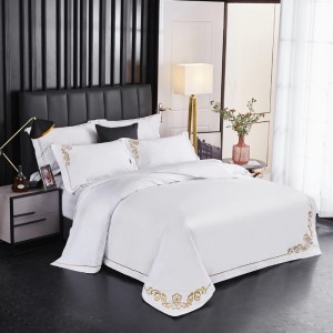 Embroidered Bed Linen White Pillow Sham Hotel Comforter Quilt Duvet Home Textile Bedding Set