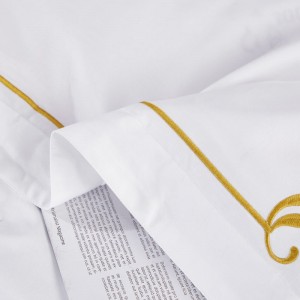 Embroidered Bed Linen White Pillow Sham Hotel Comforter Quilt Duvet Home Textile Bedding Set