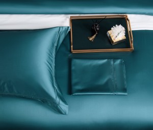 Luxury solid color duvet cover green 140s long staple cotton bedding set supplier