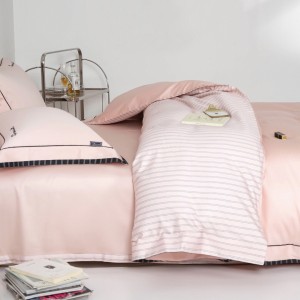 High grade pink patchwork home textiles 120s long staple cotton bedding set