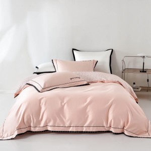 High grade pink patchwork home textiles 120s long staple cotton bedding set