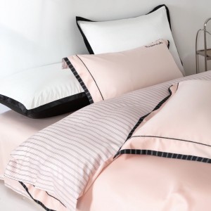 High grade pink patchwork home textiles 120s long staple cotton bedding set