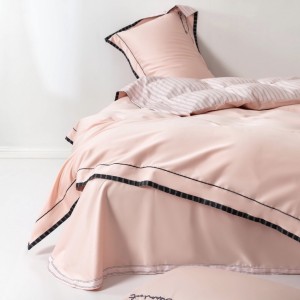 High grade pink patchwork home textiles 120s long staple cotton bedding set