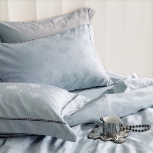 Blue Jacquard Home Textiles 80S Bed Sheet High Quality Bedding Set