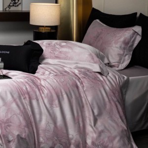 Luxury lyocell cotton home textiles purple 4pcs jacquard bedding set supplier