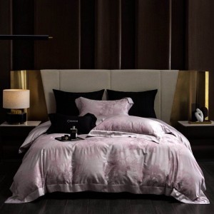 Luxury lyocell cotton home textiles purple 4pcs jacquard bedding set supplier