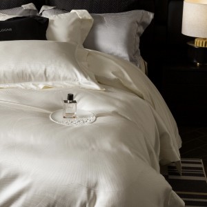 100S cotton bed sheet white jacquard home textiles bedding set supplier