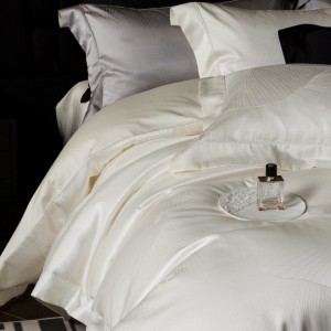 100S cotton bed sheet white jacquard home textiles bedding set supplier