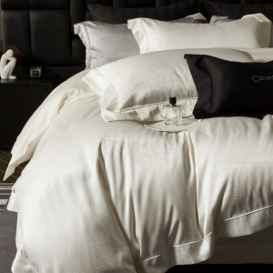 100S cotton bed sheet white jacquard home textiles bedding set supplier