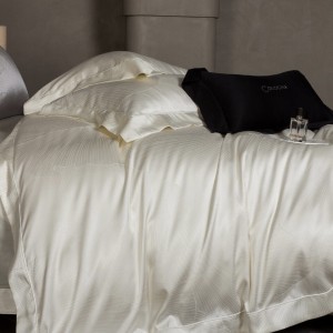 100S cotton bed sheet white jacquard home textiles bedding set supplier