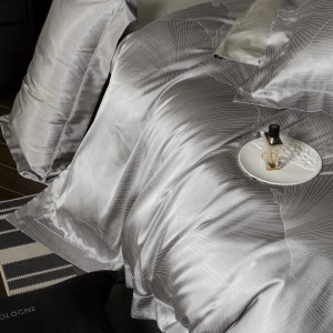 100S cotton bed sheet white jacquard home textiles bedding set supplier