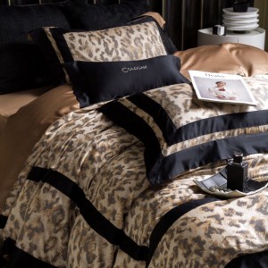 Premium quality 4pcs jacquard home textiles lyocell cotton brown bedding set supplier