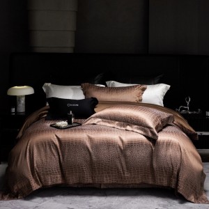 High grade brown 4 pcs home textiles 100s cotton jacquard bedding set supplier