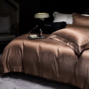 High grade brown 4 pcs home textiles 100s cotton jacquard bedding set supplier