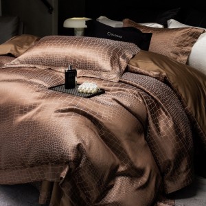 High grade brown 4 pcs home textiles 100s cotton jacquard bedding set supplier