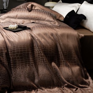 High grade brown 4 pcs home textiles 100s cotton jacquard bedding set supplier