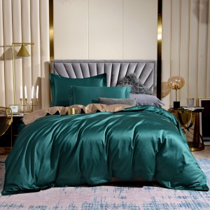 100% cotton 4 pcs home textile green plain color bed sheet premium bedding set supplier