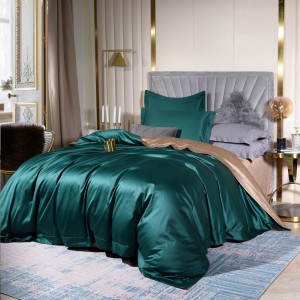 100% cotton 4 pcs home textile green plain color bed sheet premium bedding set supplier