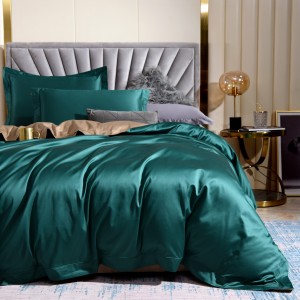 100% cotton 4 pcs home textile green plain color bed sheet premium bedding set supplier