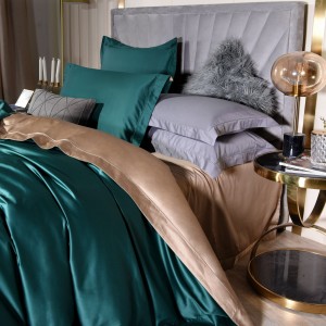 100% cotton 4 pcs home textile green plain color bed sheet premium bedding set supplier