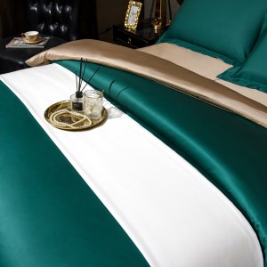 100% cotton 4 pcs home textile green plain color bed sheet premium bedding set supplier