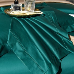 100% cotton 4 pcs home textile green plain color bed sheet premium bedding set supplier