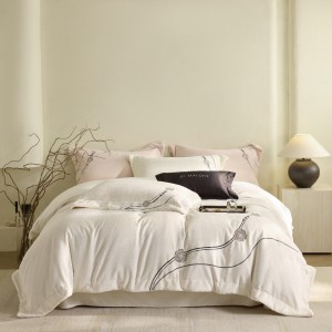 Winter high gram weight velvet 4 pcs white embroidery duvet cover premium bedding set