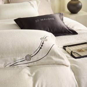 Winter high gram weight velvet 4 pcs white embroidery duvet cover premium bedding set