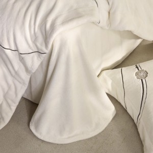 Winter high gram weight velvet 4 pcs white embroidery duvet cover premium bedding set