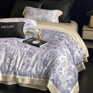 500TC long staple cotton bed sheet digital printing home textiles grey bedding set wholesaler