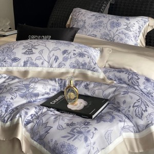 500TC long staple cotton bed sheet digital printing home textiles grey bedding set wholesaler