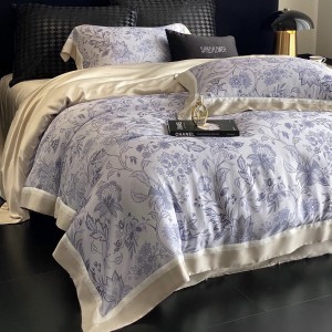 500TC long staple cotton bed sheet digital printing home textiles grey bedding set wholesaler