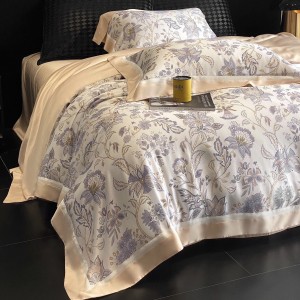 500TC long staple cotton bed sheet digital printing home textiles grey bedding set wholesaler