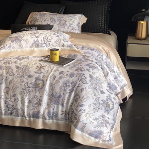 500TC long staple cotton bed sheet digital printing home textiles grey bedding set wholesaler