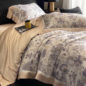 500TC long staple cotton bed sheet digital printing home textiles grey bedding set wholesaler